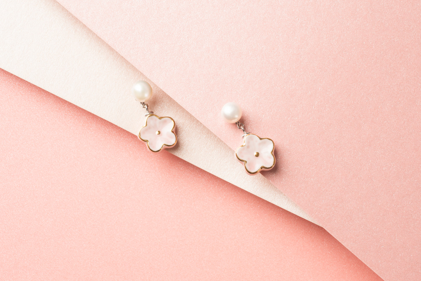 Peach Spring Flower Blossoms Pearl Earring