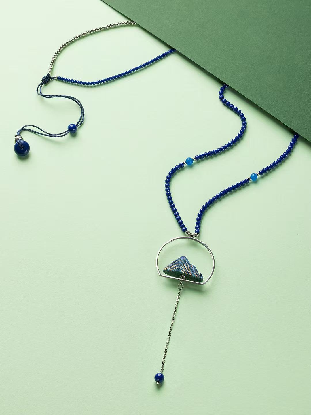 Blue Mountain Porcelain Pendant Necklace