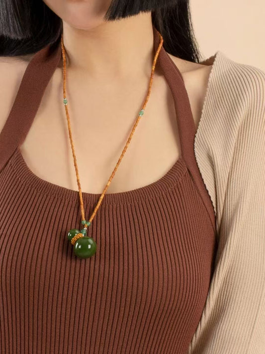 Fanhua Creation Green Gourd Long Pendent