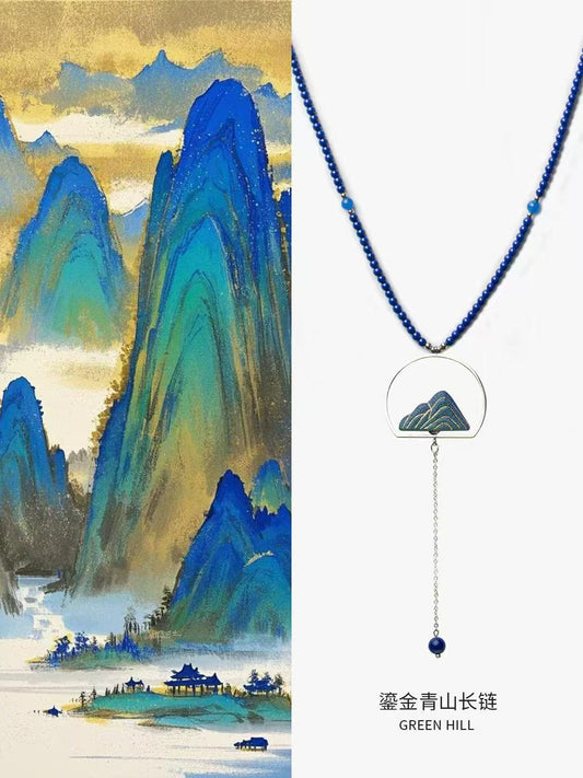 Blue Mountain Porcelain Pendant Necklace