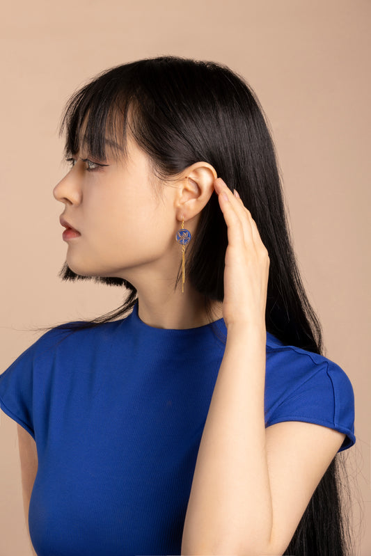 Porcelain Blue Orchid Earring