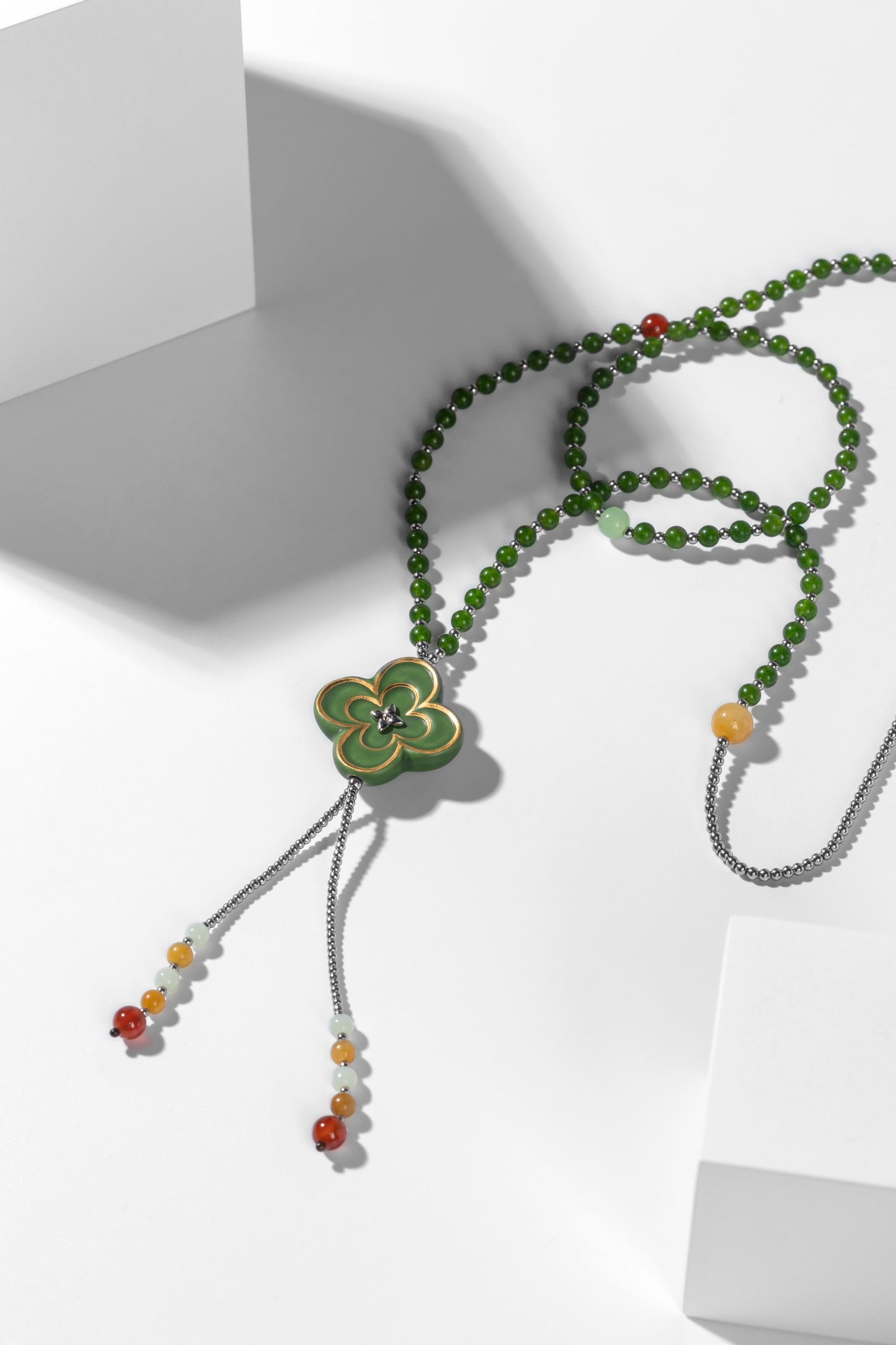 Porcelain Blue Lucky Star Clover Necklace