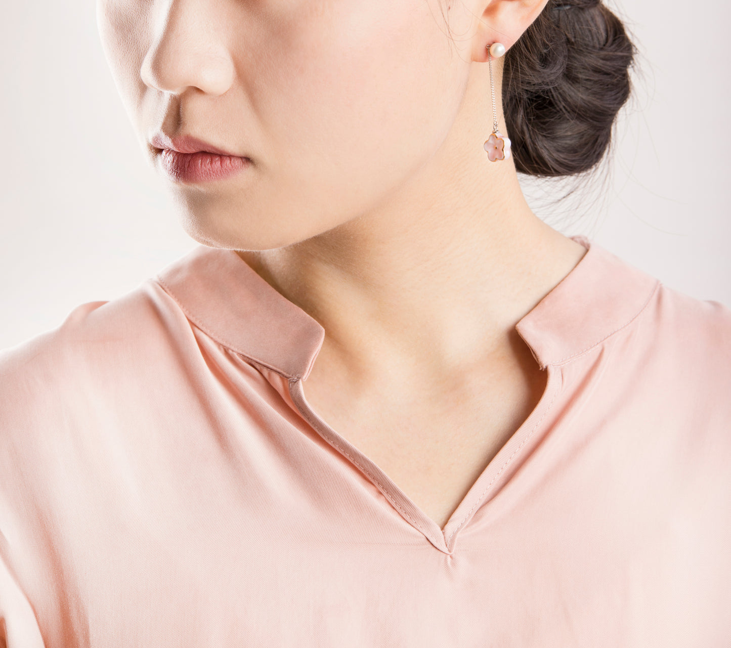 Peach Spring Flower Blossoms Pearl Earring