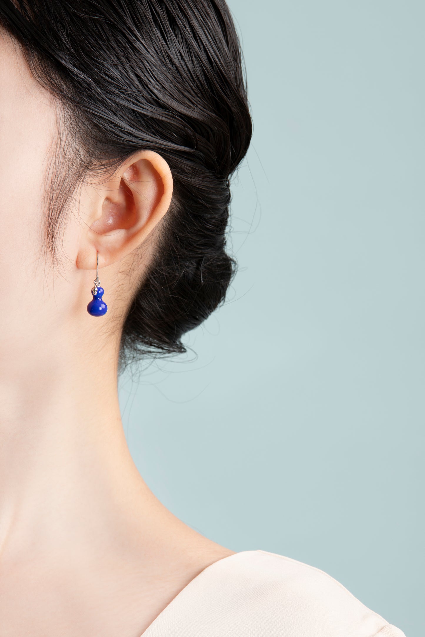 Blue Gourd Porcelain Earring