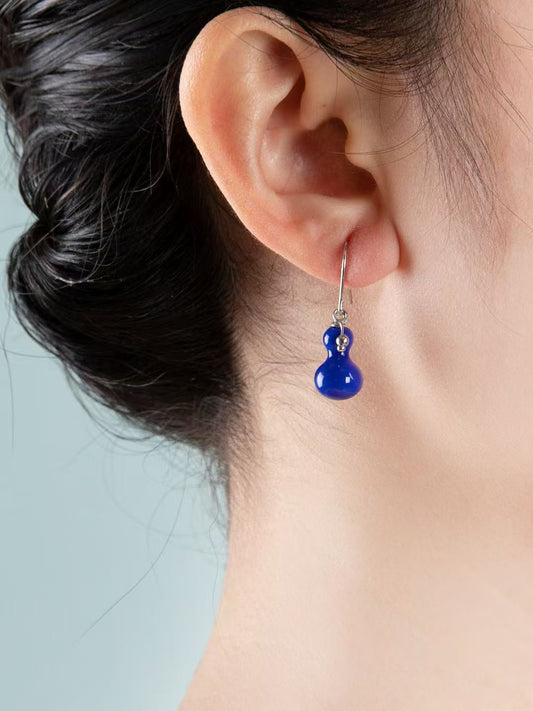 Blue Gourd Porcelain Earring