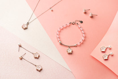 Peach Spring Flower Blossoms Pearl Earring