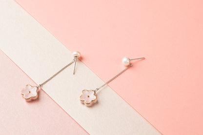 Peach Spring Flower Blossoms Pearl Earring