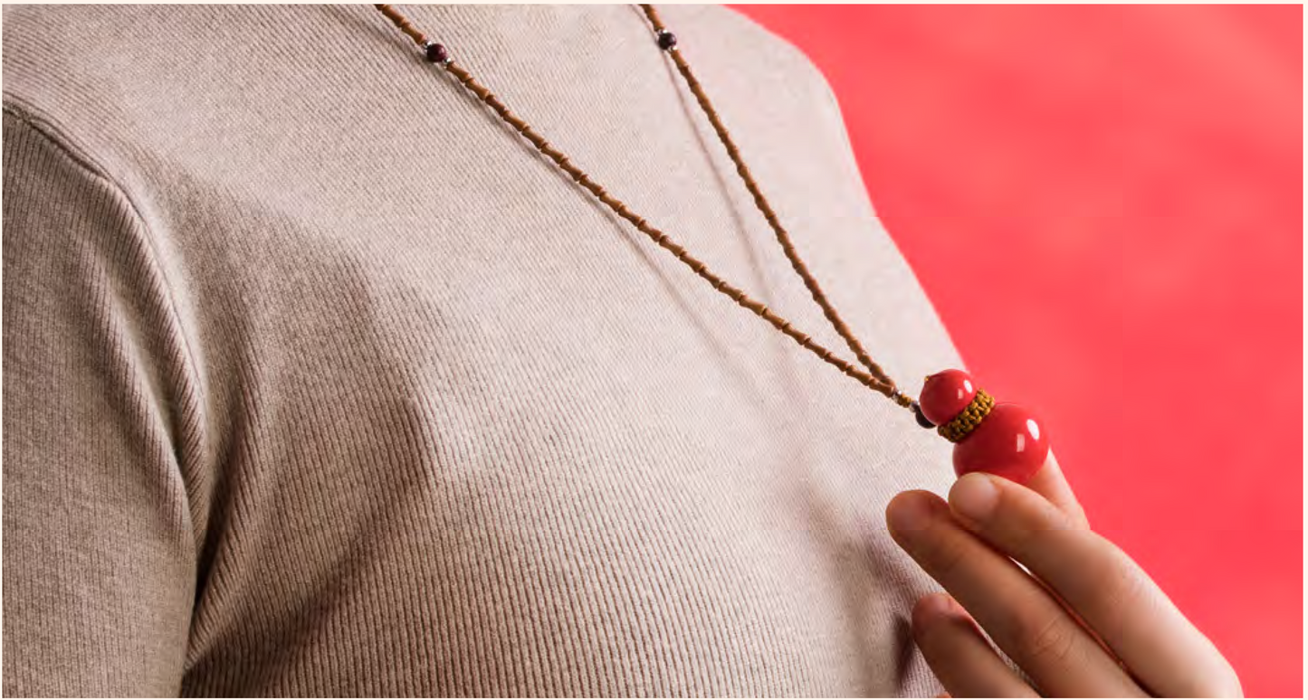 Red Gourd Porcelain Pendant Necklace Chinese Style Jewelry