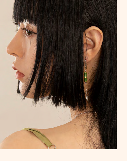 Fanhua Creation Evergreen Bamboo Earrings