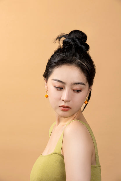 Orange Lucky Fortune Earring