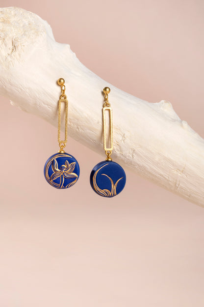 Porcelain Blue Orchid Earring