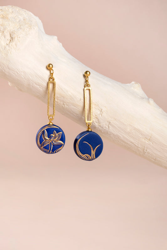 Porcelain Blue Orchid Earring
