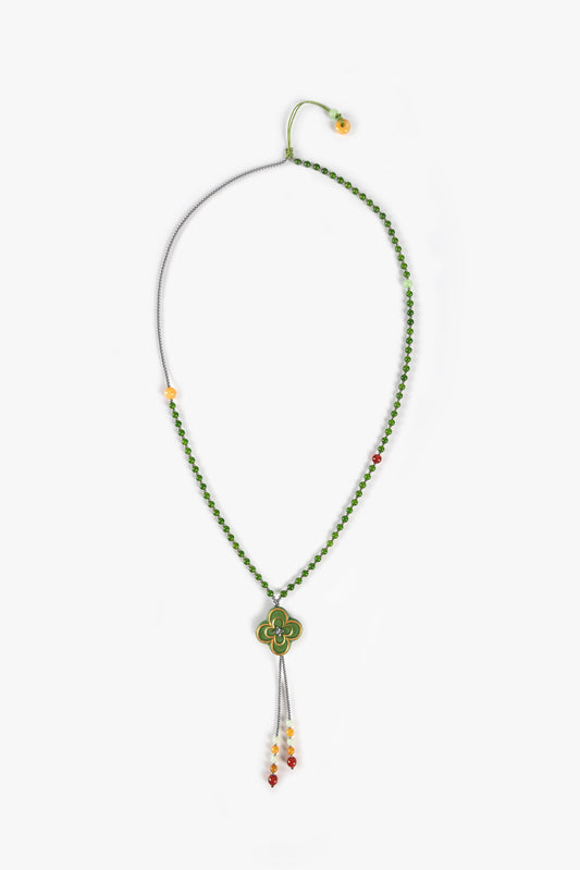Porcelain Blue Lucky Star Clover Necklace