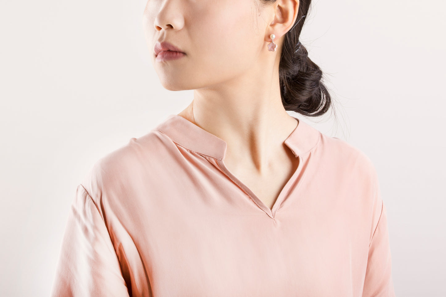Peach Spring Flower Blossoms Pearl Earring