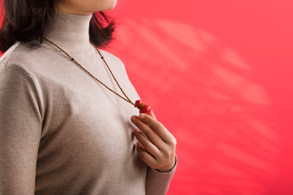 Red Gourd Porcelain Pendant Necklace Chinese Style Jewelry